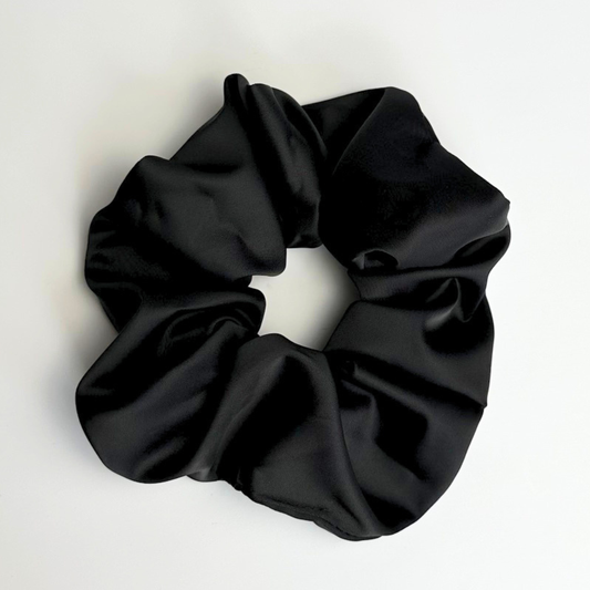 Black Satin Scrunchie Large