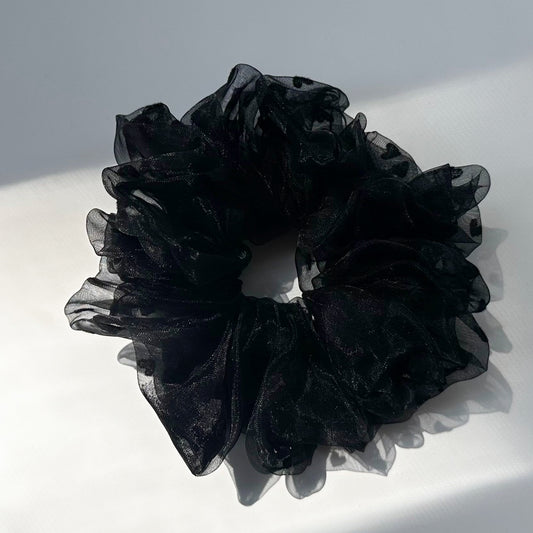 Extra Fluffy Organza and Hearts Scrunchie
