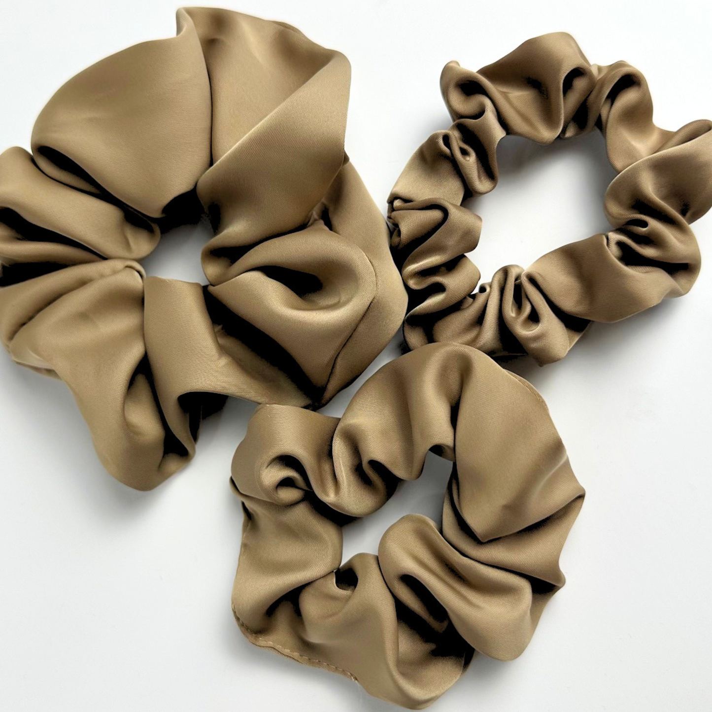 Light Brown Satin Scrunchie Medium