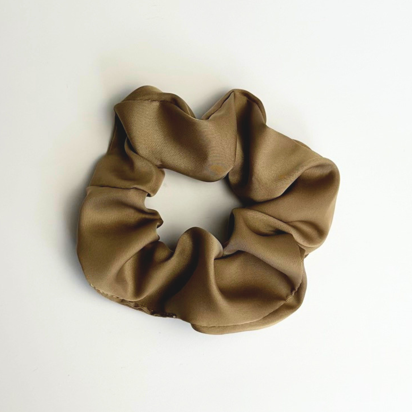 Light Brown Satin Scrunchie Medium
