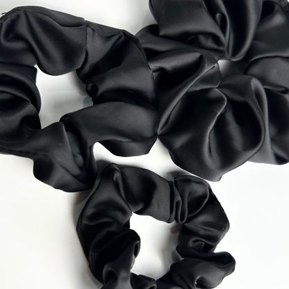 Black Satin Scrunchie Large