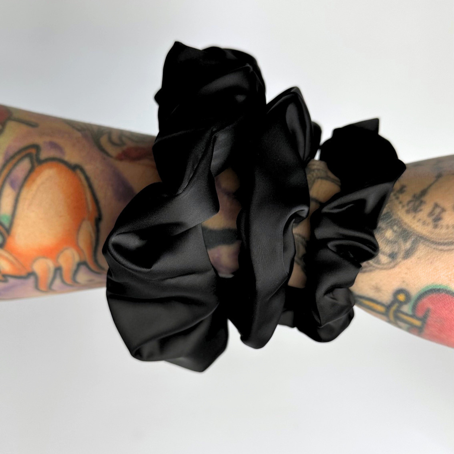 Black Satin Scrunchie Small