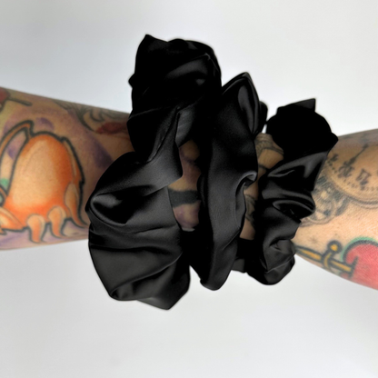 Black Satin Scrunchie Medium