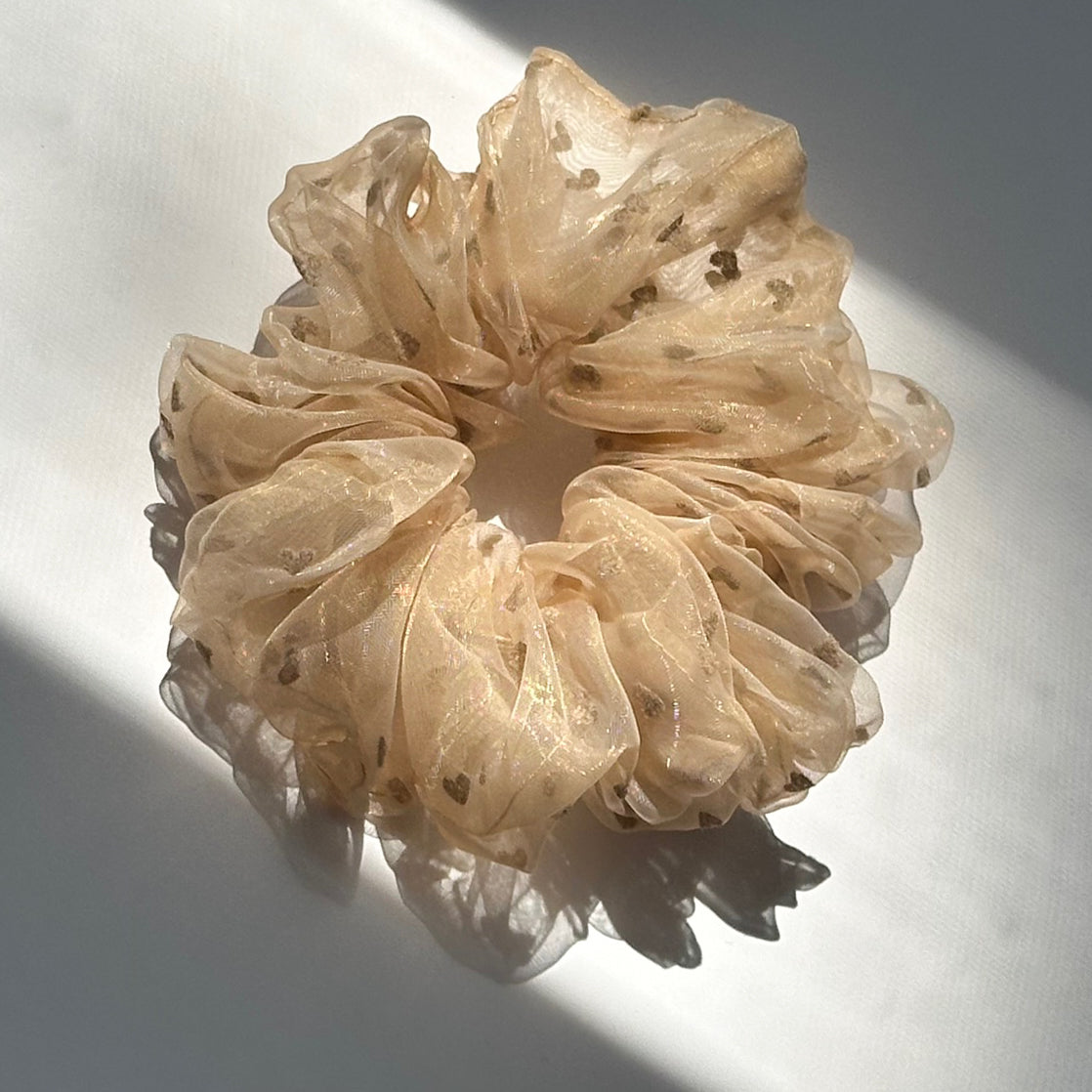 Extra Fluffy Organza and Hearts Scrunchie