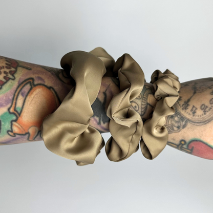 Light Brown Satin Scrunchie Large