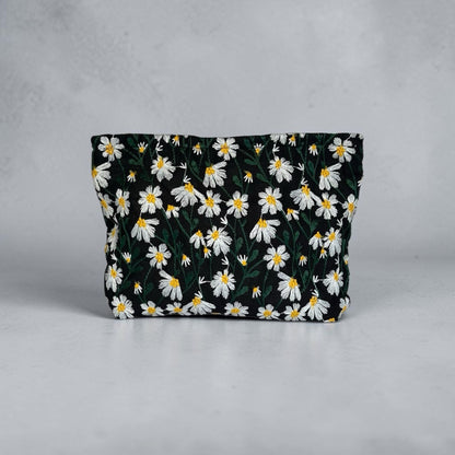 Embroidered Daisy Makeup Bags