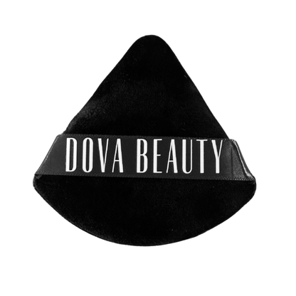 Black powder puff for cosmetics with logo