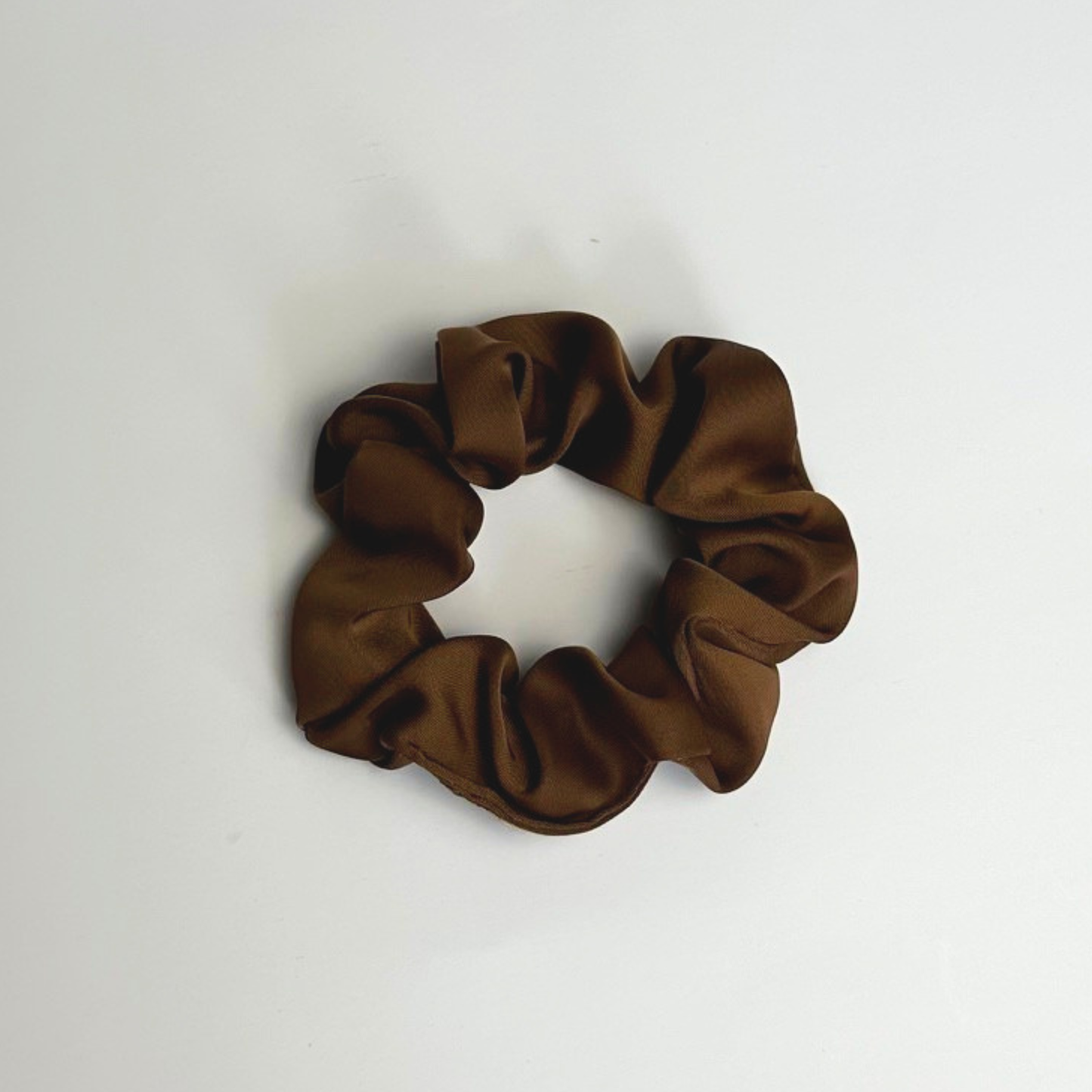 Brown Satin Scrunchie Small